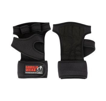 Guanti da palestra Gorilla Wear Yuma neri con palmo protettivo, logo frontale e 
