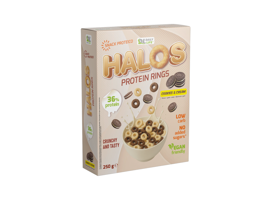 Halos Protein Rings Daily Life Cereali Proteici Colazione Cookies & Cream