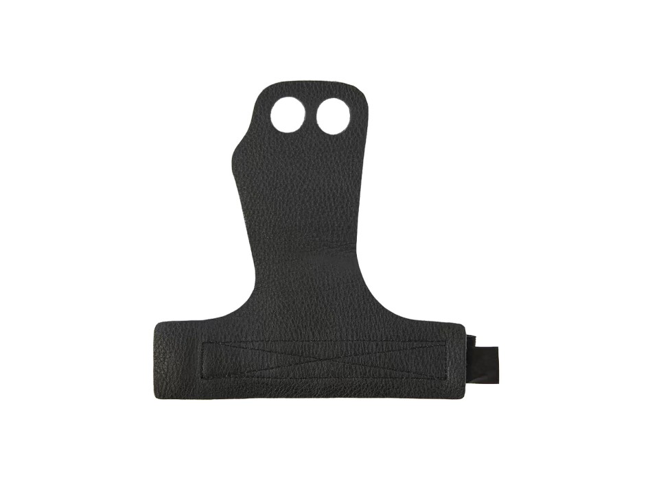 Impugnature per sollevamento Gorilla Wear in pelle nera a due fori per le dita c