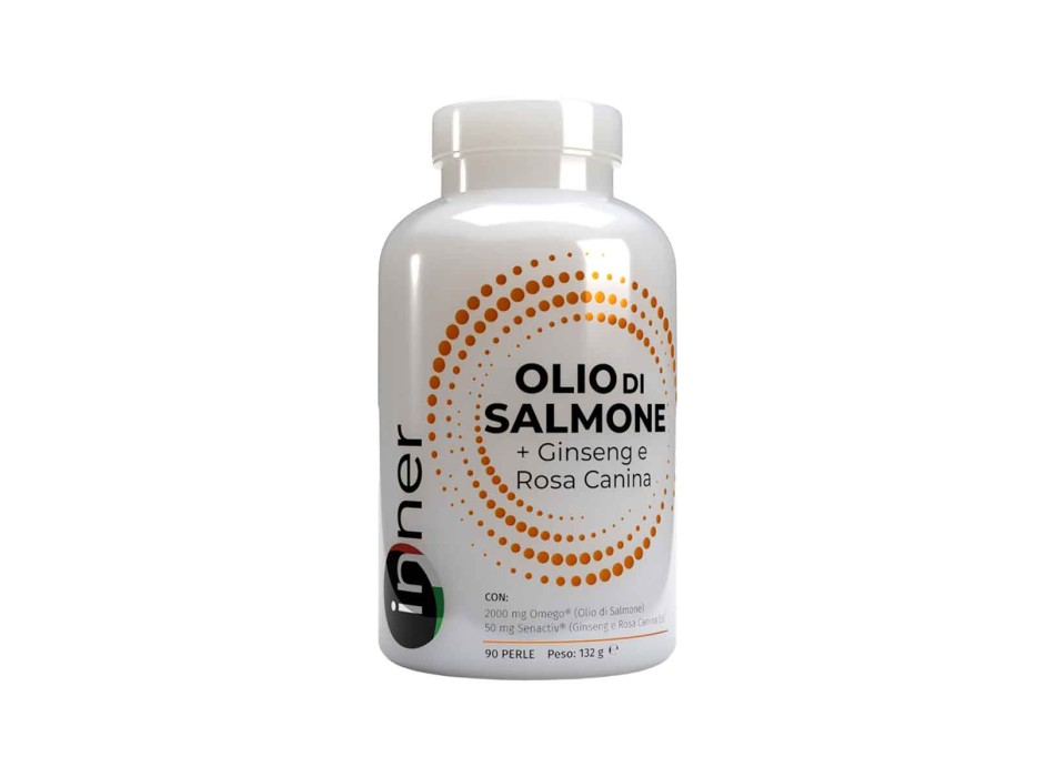 Inner Olio di Salmone Ginseng e Rosa Canina integratore Omega3 vitalità 90 perle