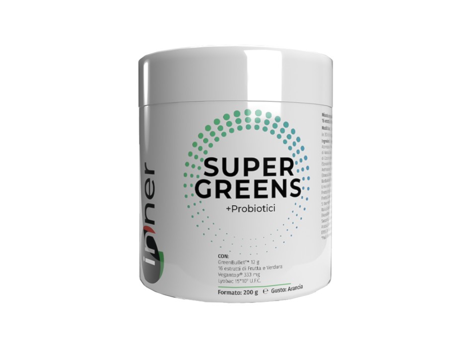 Inner Super Greens integratore polvere spirulina chlorella 200g gusto mela