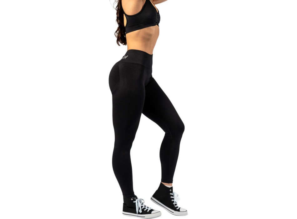 Leggings Modellanti Vita Alta Seamless Nebbia Maximum Push-Up Fitness Nero