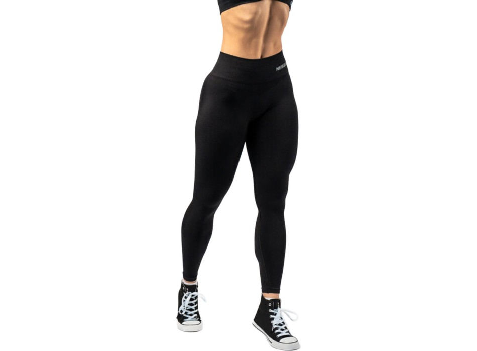 Leggings Modellanti Vita Alta Seamless Nebbia Maximum Push-Up Fitness Nero