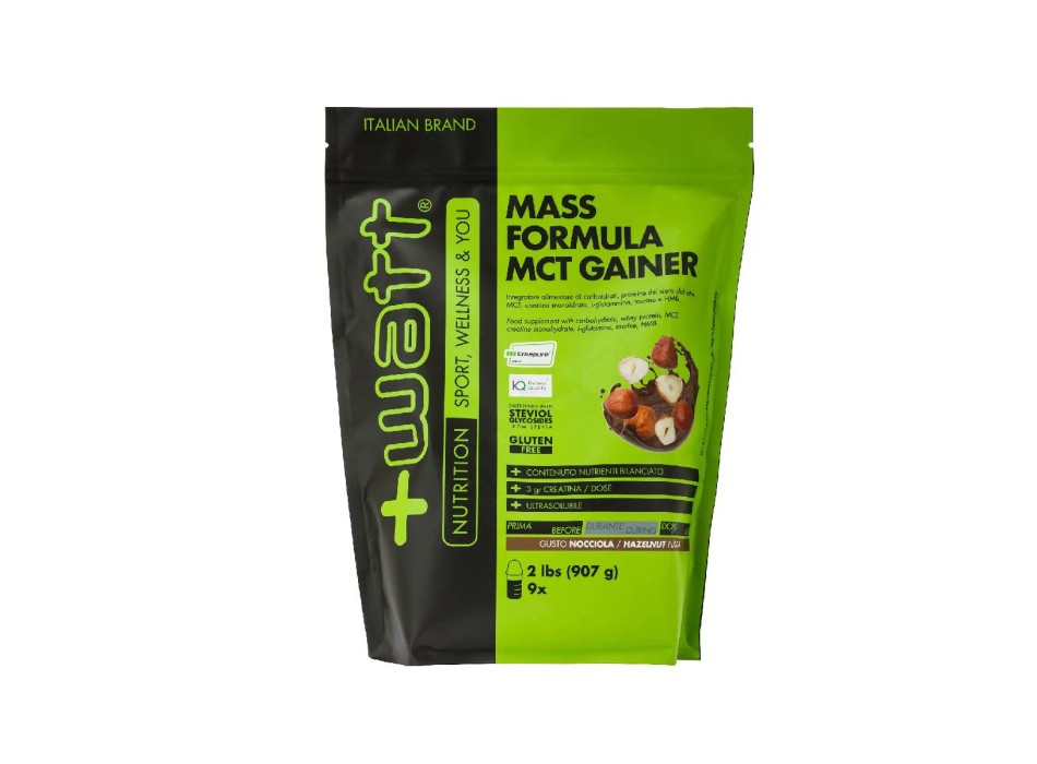 Mass Formula 907gr +Watt integratore gainer massa muscolare Nocciola