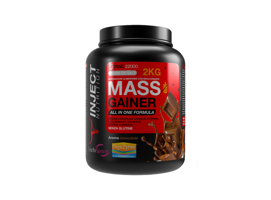 Mass Gainer Pro Inject Nutrition integratore aumento peso massa muscolare 2kg 