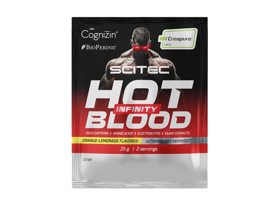 Monodose Hot Blood Infinity Scitec Nutrition pre-workout 25g Arancia Limone