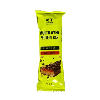 Multilayer Protein Bar 4+ Nutrition barretta proteica snack peanut caramell