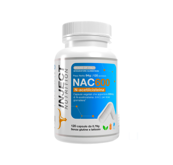 NAC 600 N-Acetilcisteina Inject Nutrition antiossidante fegato 120caps