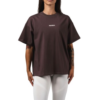 Nebbia Reset 491 T-shirt Corta Oversize Cotone Donna Palestra Dark Brown