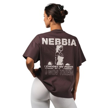 Nebbia Reset 491 T-shirt Corta Oversize Cotone Donna Palestra Dark Brown