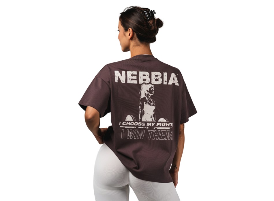 Nebbia Reset 491 T-shirt Corta Oversize Cotone Donna Palestra Dark Brown