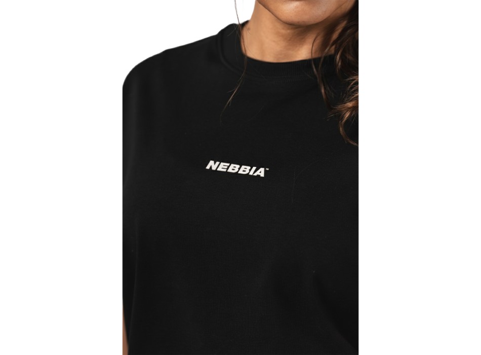 Nebbia Reset 491 T-shirt Corta Oversize Cotone Donna Palestra Nero