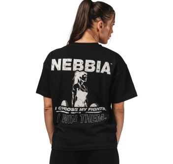 Nebbia Reset 491 T-shirt Corta Oversize Cotone Donna Palestra Nero