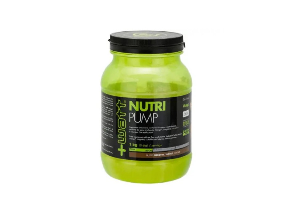 Nutri Pump 1000gr +Watt integratore pre-workout avena vitargo pump Biscotto