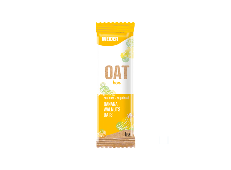 Oat Bar Weider barretta energetica avena carboidrati snack 50g banana e noci