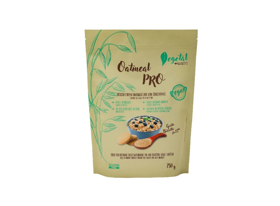 Oatmeal Pro 750gr +Watt fiocchi avena aromatizzati colazione Biscotto