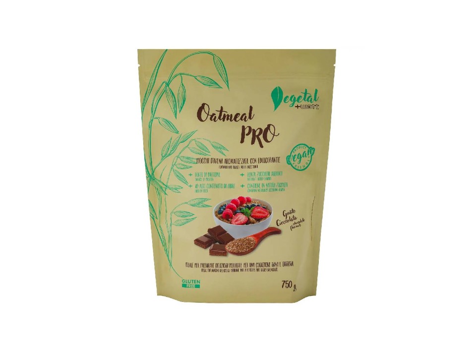 Oatmeal Pro 750gr +Watt fiocchi avena aromatizzati colazione Cioccolato