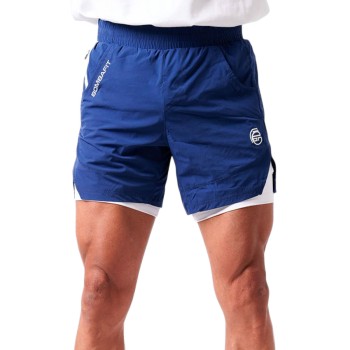 Pantaloncino Training Bombafit abbigliamento sportivo uomo Blu bianco