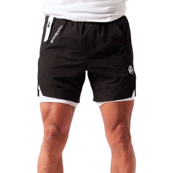 Pantaloncino Training Bombafit abbigliamento sportivo uomo nero e bianco