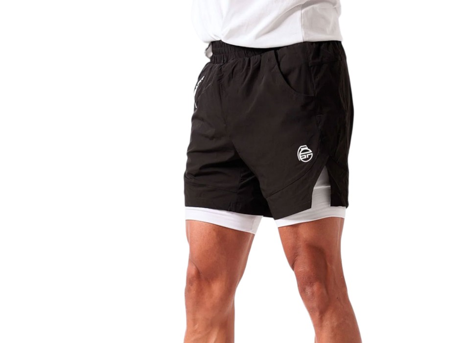 Pantaloncino Training Bombafit abbigliamento sportivo uomo nero e bianco