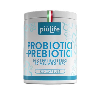 Probiotico e Prebiotico PiùLife Flora Batterica Fermenti Lattici e Fibre 120cps