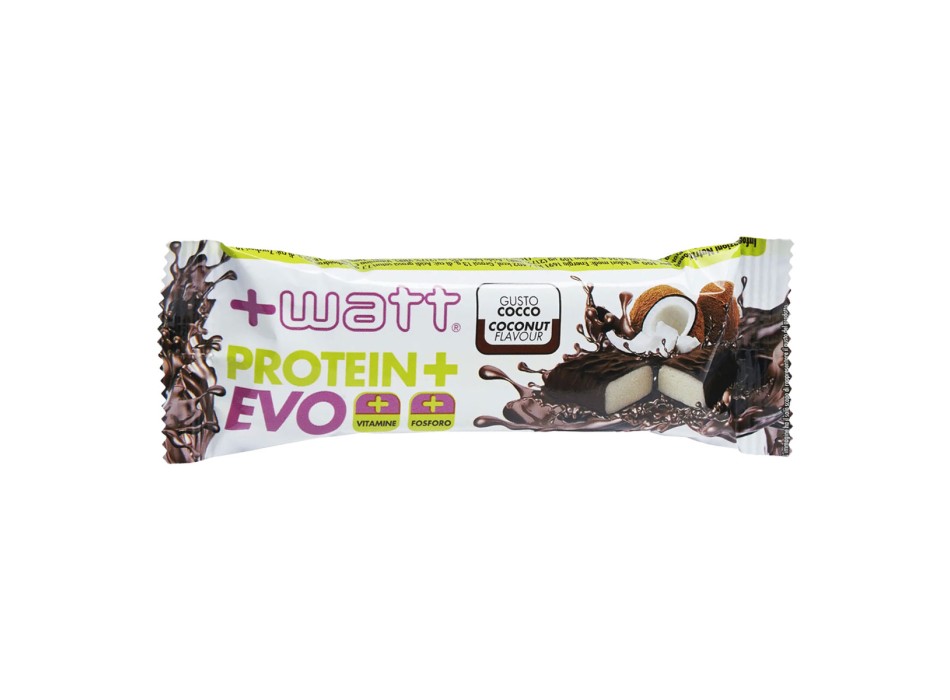 Protein+ Evo 40g +Watt barretta proteica vitamine senza glutine Cocco