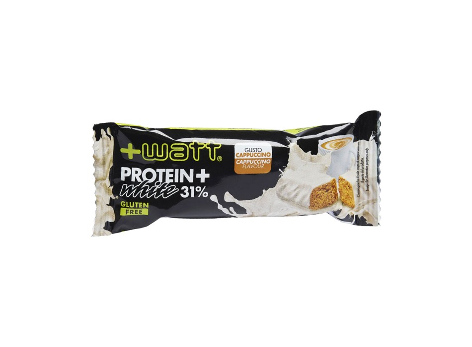Protein+ White 40g +Watt barretta proteica cioccolato bianco Cappuccino