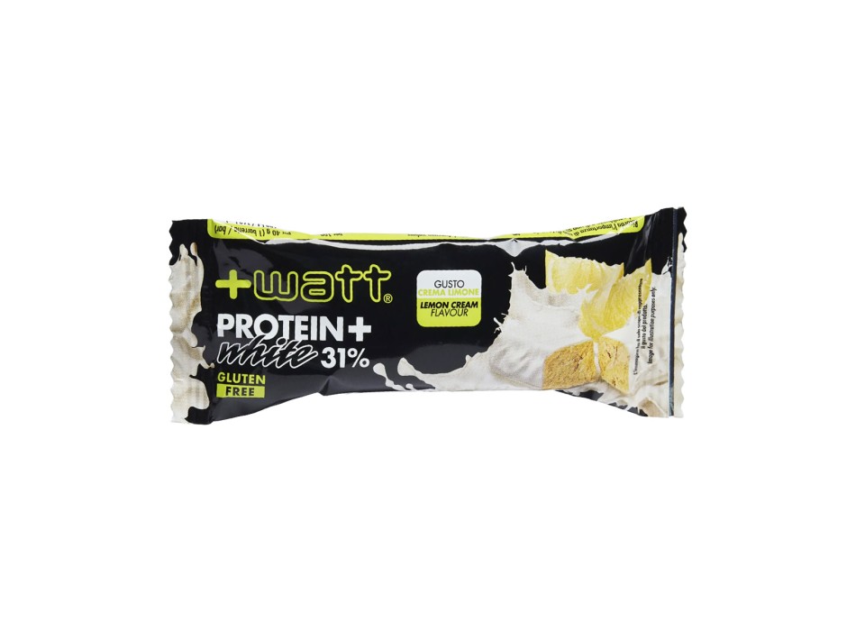 Protein+ White 40g +Watt barretta proteica cioccolato bianco Crema e Limone