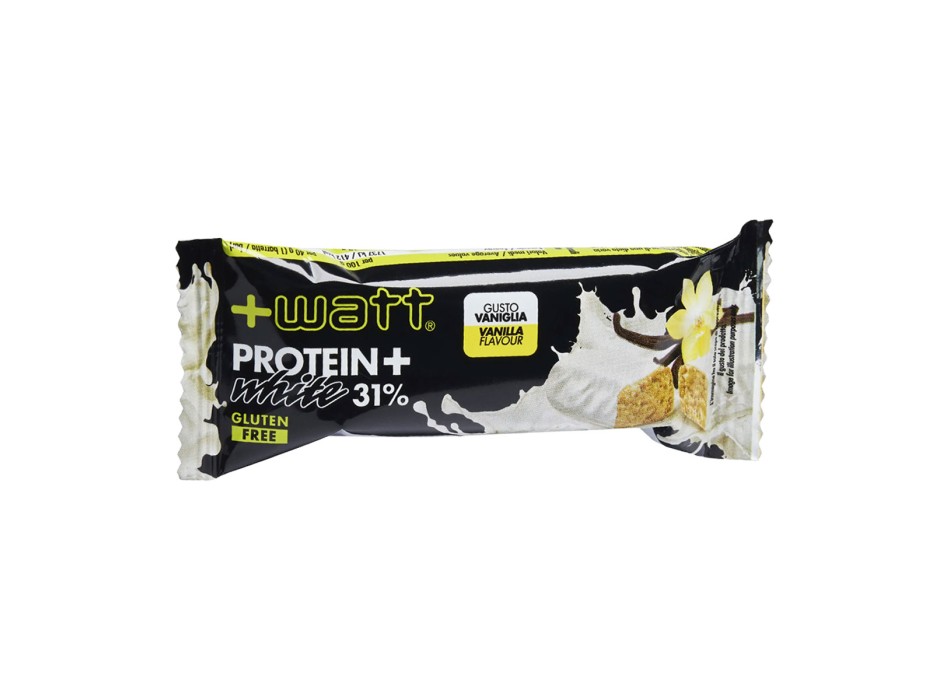 Protein+ White 40g +Watt barretta proteica cioccolato bianco Vaniglia