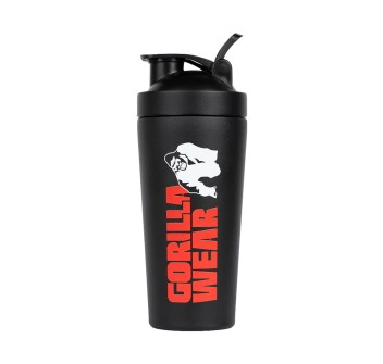 Shaker professionale Gorilla Wear in metallo argento da 740ml con logo nero tap