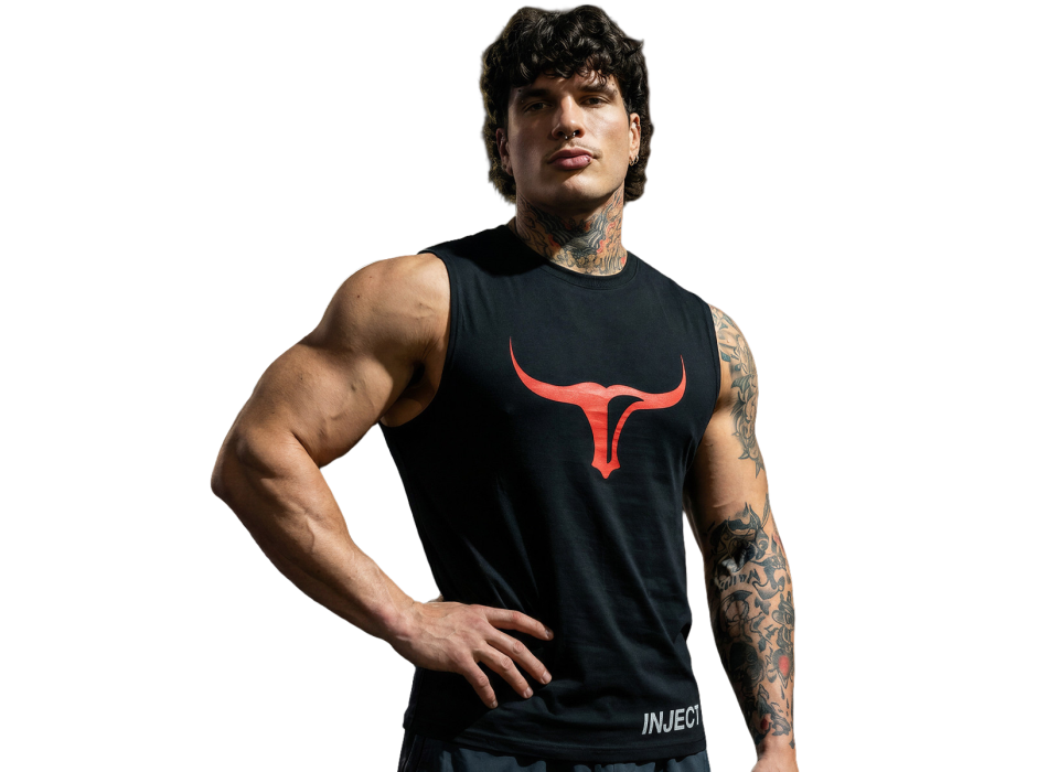 Sleeveless Muscle Black T-Shirt Inject Nutrition canotta sportiva palestra