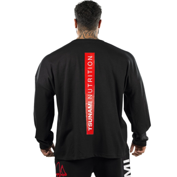T-shirt Box Logo Oversize Manica Lunga Tsunami Nutrition abbigliamento uomo nera