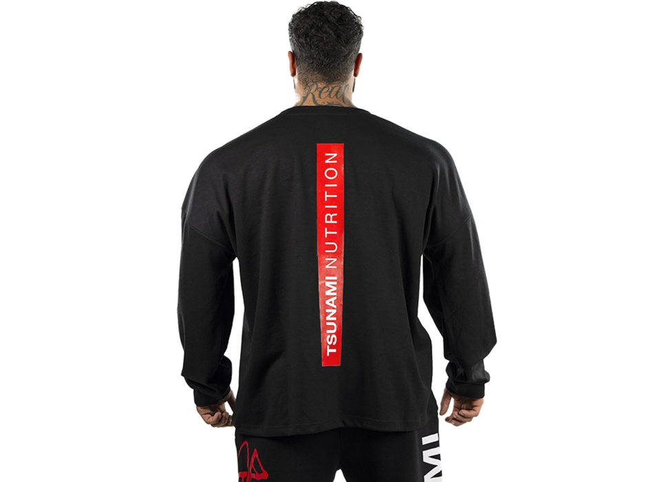 T-shirt Box Logo Oversize Manica Lunga Tsunami Nutrition abbigliamento uomo nera