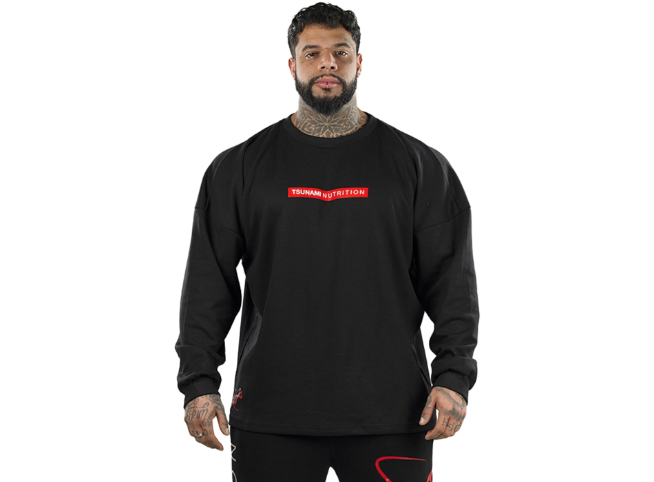 T-shirt Box Logo Oversize Manica Lunga Tsunami Nutrition abbigliamento uomo nera