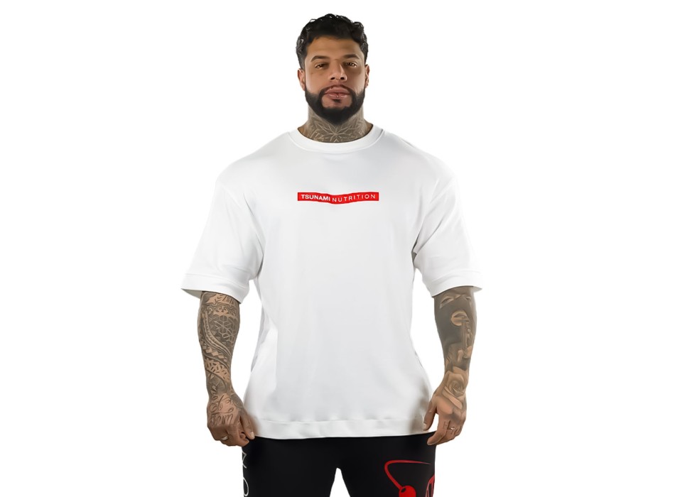 T-shirt Box Logo Oversize Tsunami Uomo Bianco