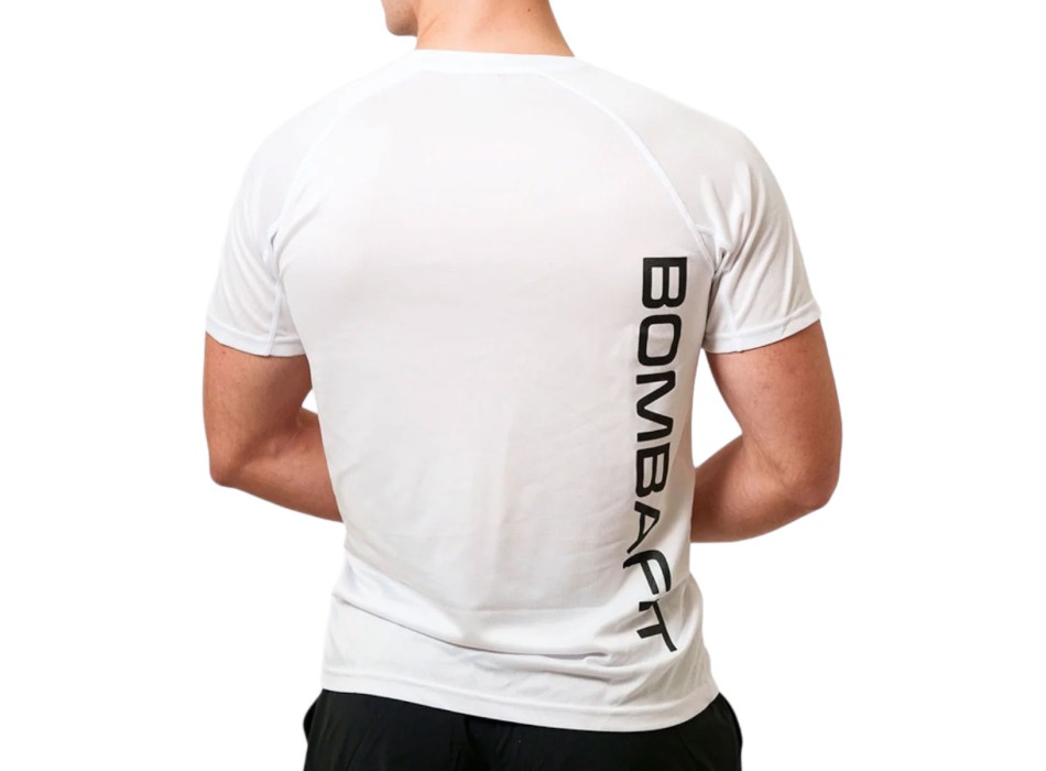 T-shirt Fly Bombafit maglietta tecnica palestra logo BOMBAFIT bianco