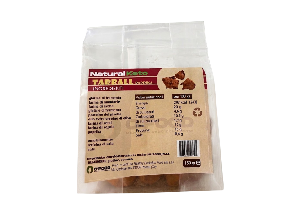 Tarball OFood snack proteico salato a basso contenuto di carboidrati 150g Paprik