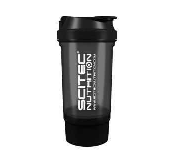 Traveller Shaker Scitec Nutrition 500ml scomparti porta polvere e capsule Nero