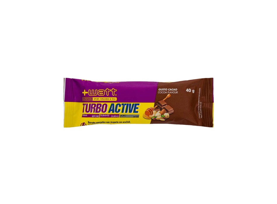 Turbo Active +Watt barretta energetica caffeina guaranà 40g Cacao