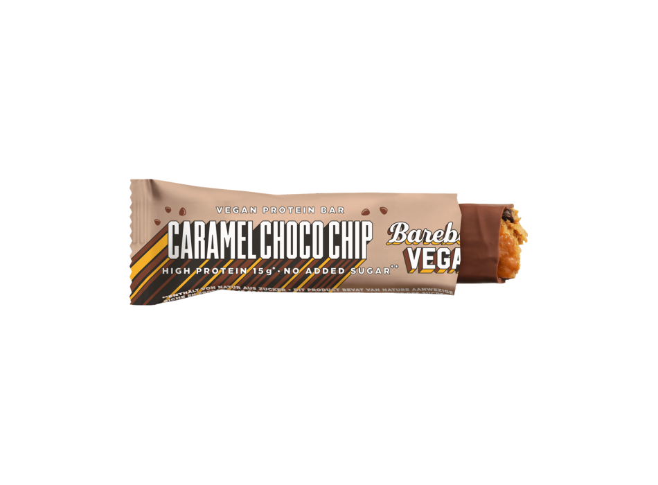 Vegan Barebells barretta proteica vegana senza zuccheri aggiunti Caramel Choco 