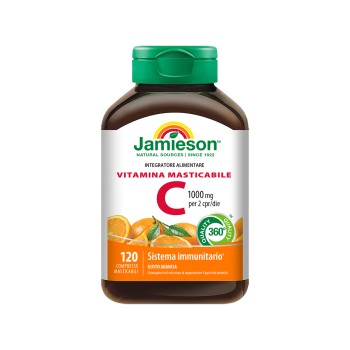 Vitamina C 1000 Jamieson Integratore Masticabile per Sistema Immunitarie arancia