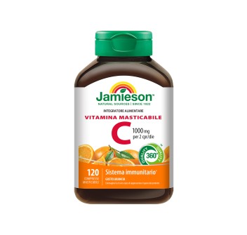 Vitamina C 1000 Jamieson Integratore Masticabile per Sistema Immunitarie arancia