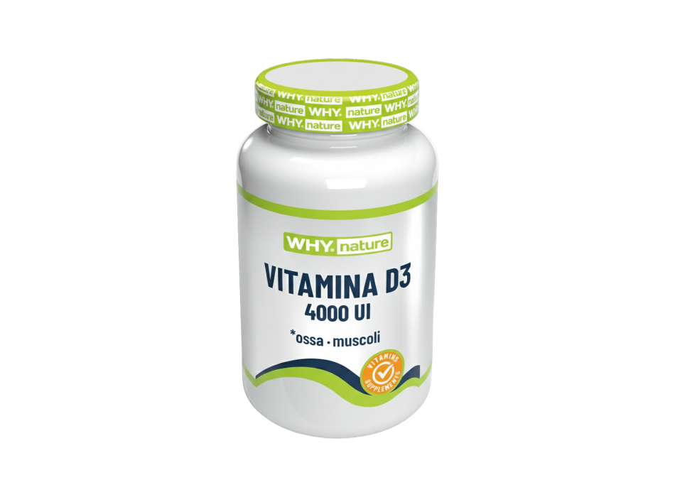 Vitamina D3 4000 UI Why Nature alto dosaggio difese immunitarie ossa 60 cpr