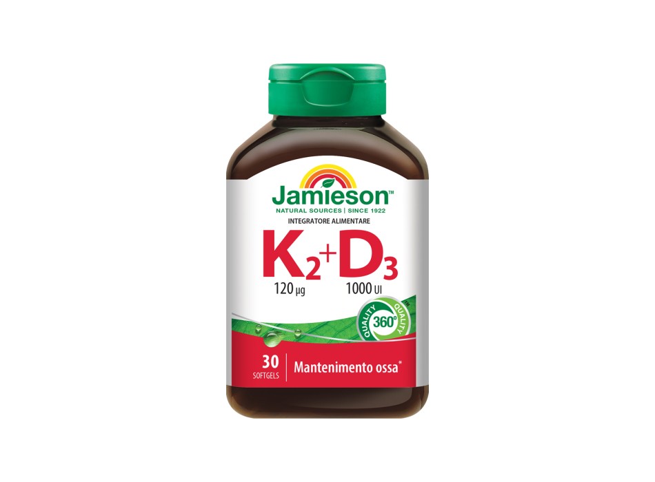 Vitamina K2 e D3 Jamieson Integratore Salute Ossa e Sistema Cardiovascolare 30 c
