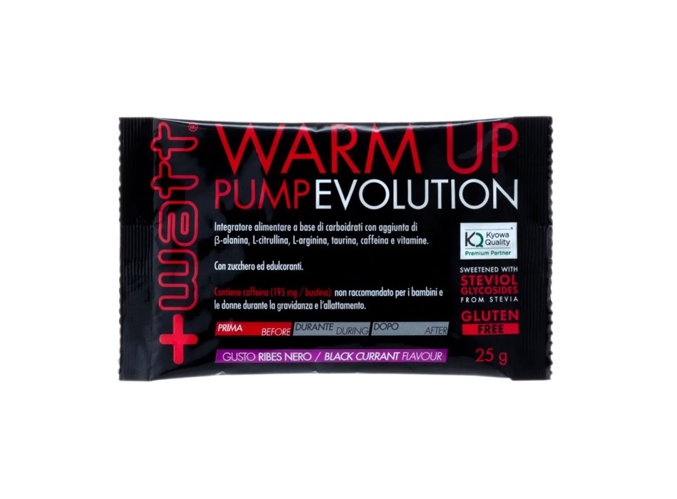 Warm Up Pump Evolution +Watt pre-workout pompaggio muscolare 25g Ribes Nero