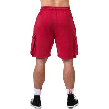 Washed Loose Fit Cargo Shorts Legacy Nebbia Pantaloncini Ampi Bodybuilding Rosso