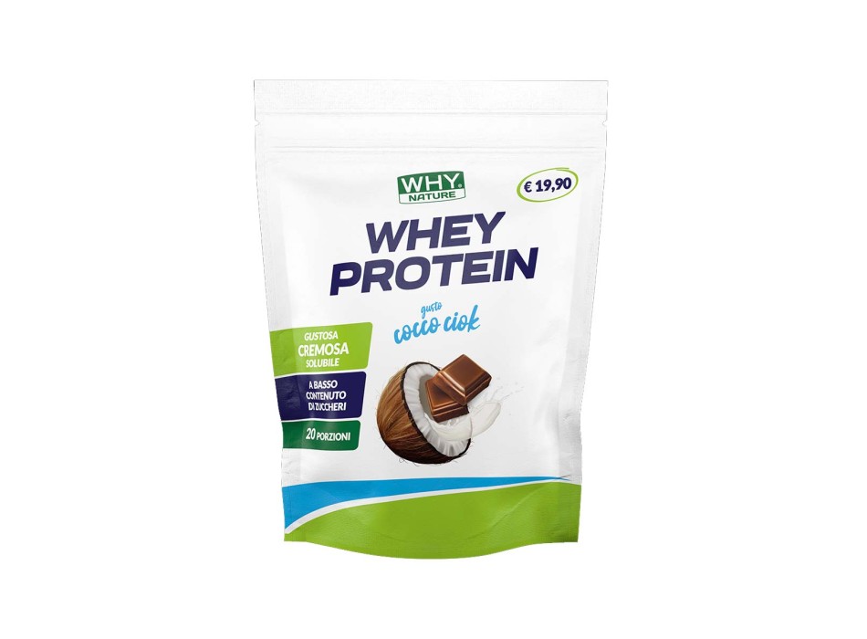Whey Protein Why Nature proteine siero latte concentrate 400g Cioccolato Cocco