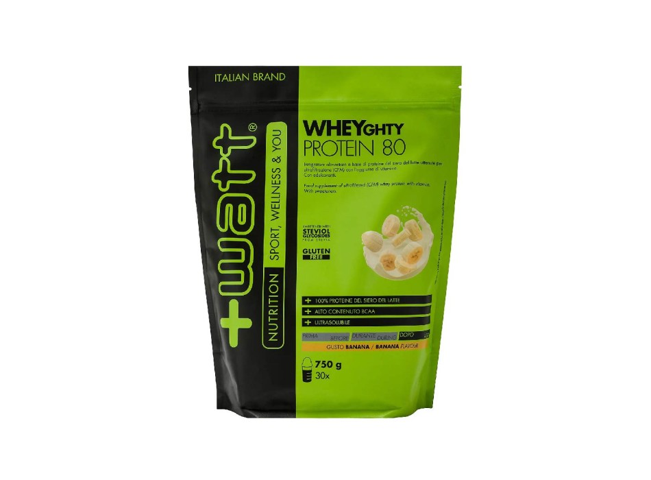 Wheyghty Protein 80 +Watt proteine whey concentrate 750g Doypack Banana