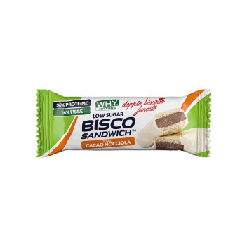 Why Nature Bisco Sandwich biscotto proteico ripieno 45g snack fit Cacao Nocciola